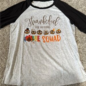 Size medium Gobble Squad Raglan Shirt - Black and Gray